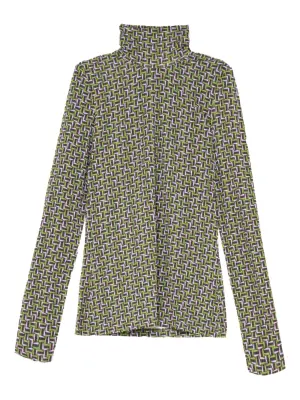 Топ с высоким воротником и геометричным узором