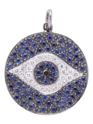 Подвеска Evil Eye из белого золота с бриллиантами и сапфирами