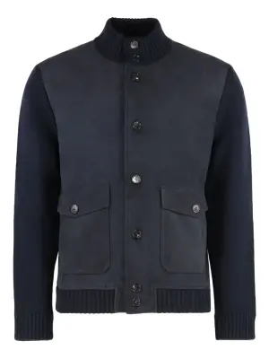 Кардиган на пуговицах с кожаными вставками