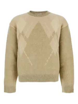 Джемпер с круглым вырезом и ромбовидным узором