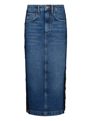 Джинсовая юбка с кружевной вставкой