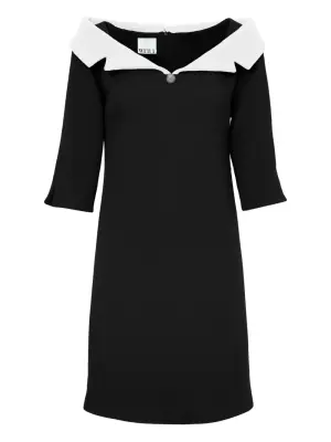 Мини-платье из крепа с вырезом Бардо