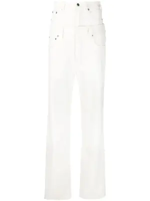 Брюки с завышенной талией и вставками