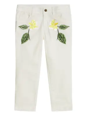 Брюки с цветочной вышивкой