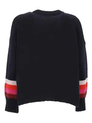 Джемпер с круглым вырезом и манжетами в полоску