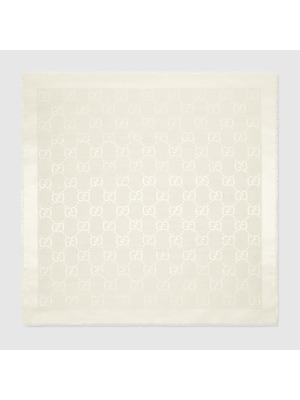 Шерстяной шелковый шарф с жаккардовым узором GG