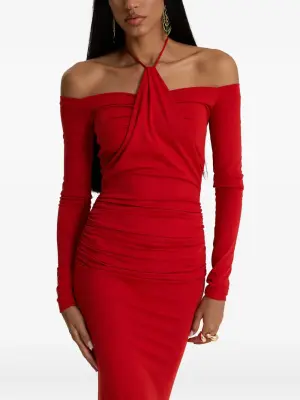 Драпированное платье макси Heatline с вырезом халтер