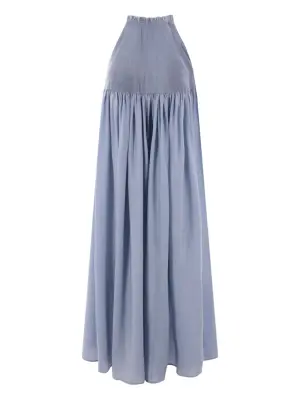 плиссированное платье макси с вырезом халтер