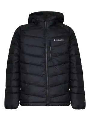 пуховик с капюшоном и логотипом