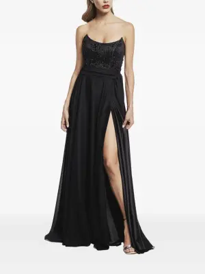 декорированное платье с разрезом