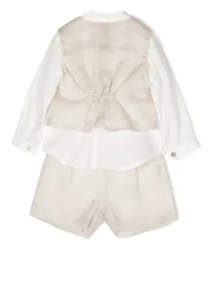 Льняной комплект из рубашки, жилета и брюк