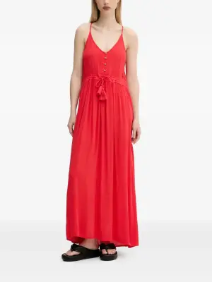 Длинное платье макси с вышивкой и пуговицами спереди