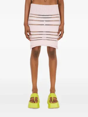 Полосатая юбка мини в рубчик