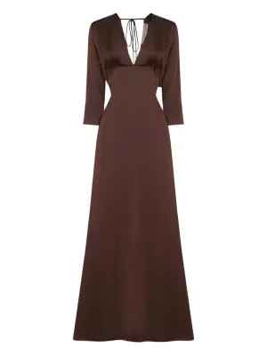 расклешенное платье макси с завязками