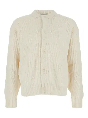 Кардиган с круглым вырезом и ребристыми отделками