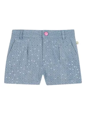 жаккардовые джинсовые шорты со складками