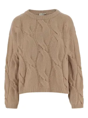 Свитер фактурной вязки с круглым вырезом