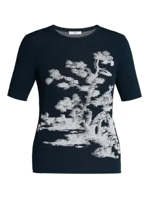 жаккардовый топ с короткими рукавами