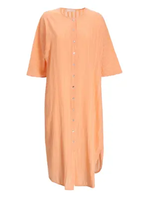 Платье миди в полоску с эффектом металлик