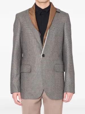 Пиджак в ломаную клетку с бахромой