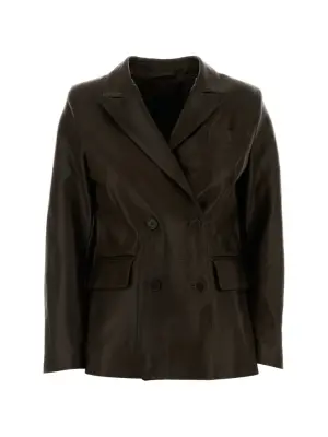 Двубортный кожаный пиджак