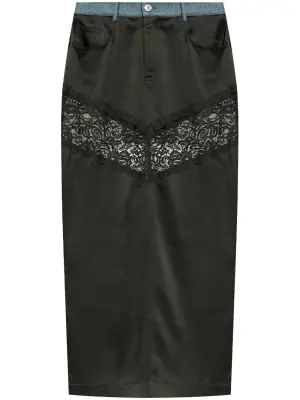 Длинная юбка прямого кроя с кружевом