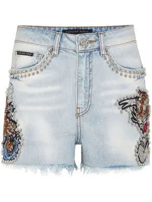 Джинсовые шорты Tattoo с заклепками
