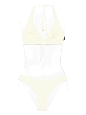 Бикини в горох с вырезом халтер