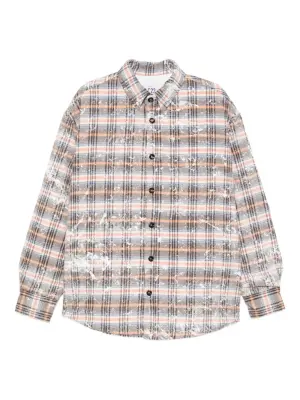 Клетчатая рубашка-куртка с эффектом разбрызганной краски