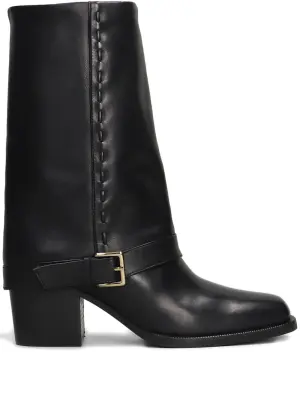 Сапоги с пряжкой и декоративной строчкой