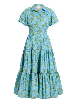 Платье с объемными рукавами и ярусами