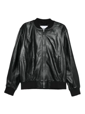 Кожаная бомбёр-куртка