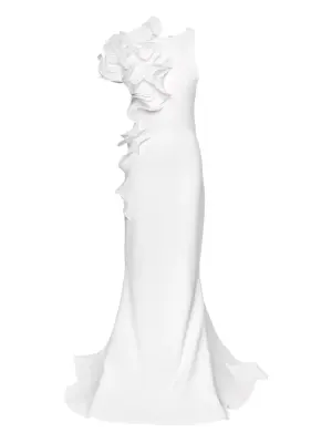 Вечернее платье с цветочной аппликацией