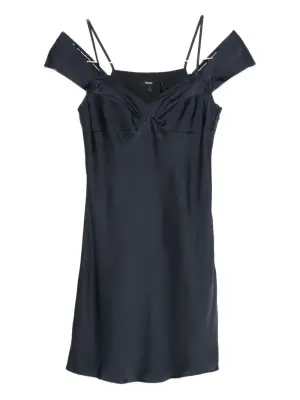 Платье мини с открытыми плечами и драпировкой