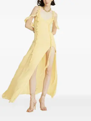 Платье макси с v-образным вырезом и оборками