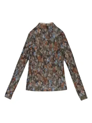 Топ Multi (Rainbow) с высоким воротником и цветочным принтом