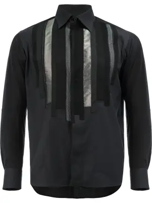 рубашка с полосатой аппликацией Shigoto x Shiro Sakai