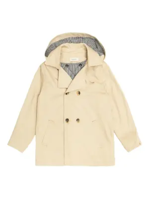 Двубортное пальто с капюшоном