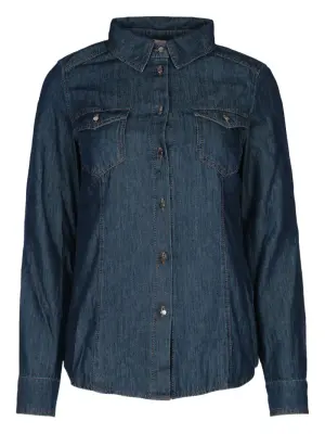 Джинсовая рубашка на пуговицах