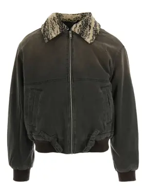 Бомбер с твидовым воротником