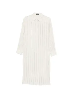 Платье-рубашка миди с полосатым узором и нагрудным карманом