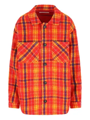 Клетчатая куртка-рубашка из шерсти