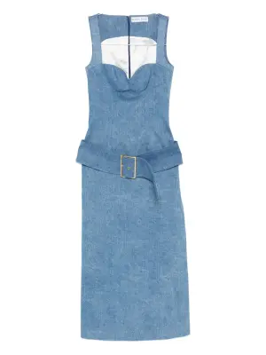 Джинсовое платье миди с поясом