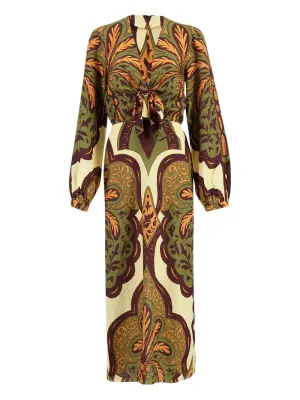 платье с принтом пейсли и завязками