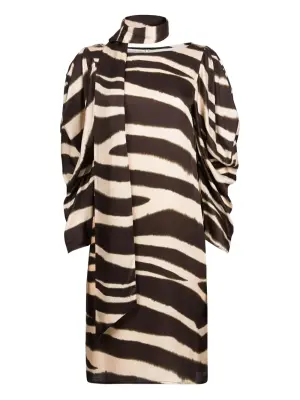 Платье миди с зебровым принтом