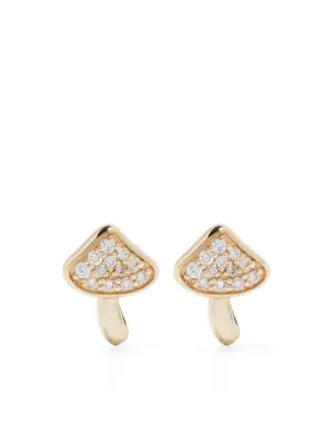 Серьга-гвоздик Mushroom из желтого золота с бриллиантами