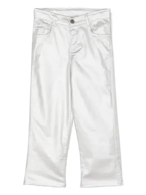 Прямые брюки с эффектом металлик