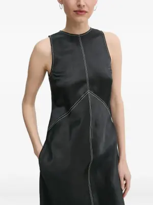 Платье макси без рукавов с контрастной строчкой