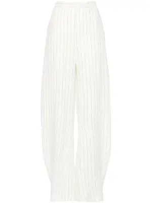 Полосатые брюки палаццо с завышенной талией