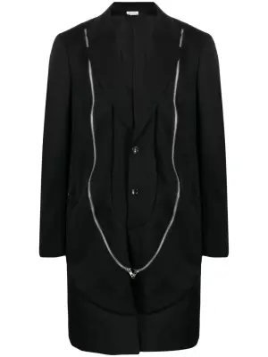 Zip-detailed wool coat